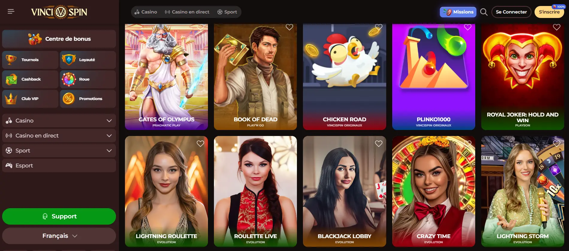 Examen de Vinci spin Casino